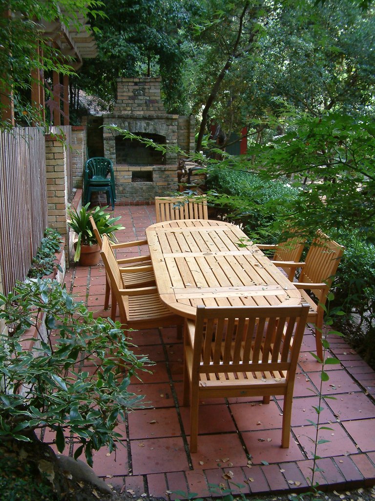 Brick & Tile Patio with Garden Shade